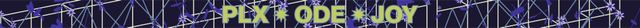 The ODE JOY two-night wristband: violet flowers climbing a pale lattice on navy, with PLX ODE JOY set in lime across the middle.